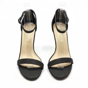 Jessica Carlyle Black Glitter Sparkle Ankle Strap Heels Women's Trendy Size 8.5